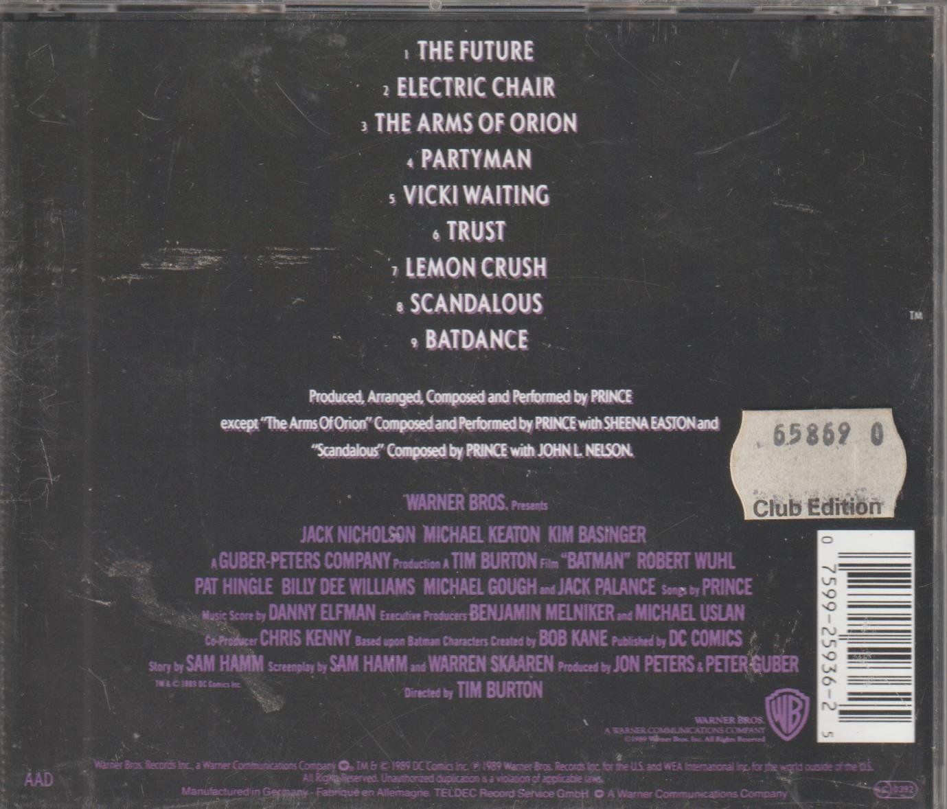 CD: PRINCE - Batman (Original Filmsoundtrack CD) – Usato da Zürich venduto da Vinyl 1