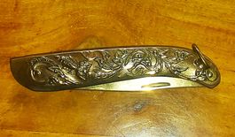 Vintage Taschenmesser Siam  Messing  thailändischen Motive