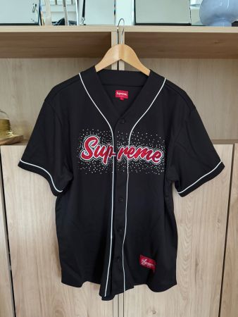 Supreme Rhinestone Baseball Jersey Grösse L