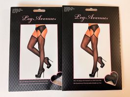 Strumpfhose Strapslook, LEG AVENUE, One Size, Farbe Schwarz