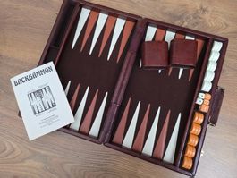 Vintage Backgammon Koffer / Reise-Set - komplett