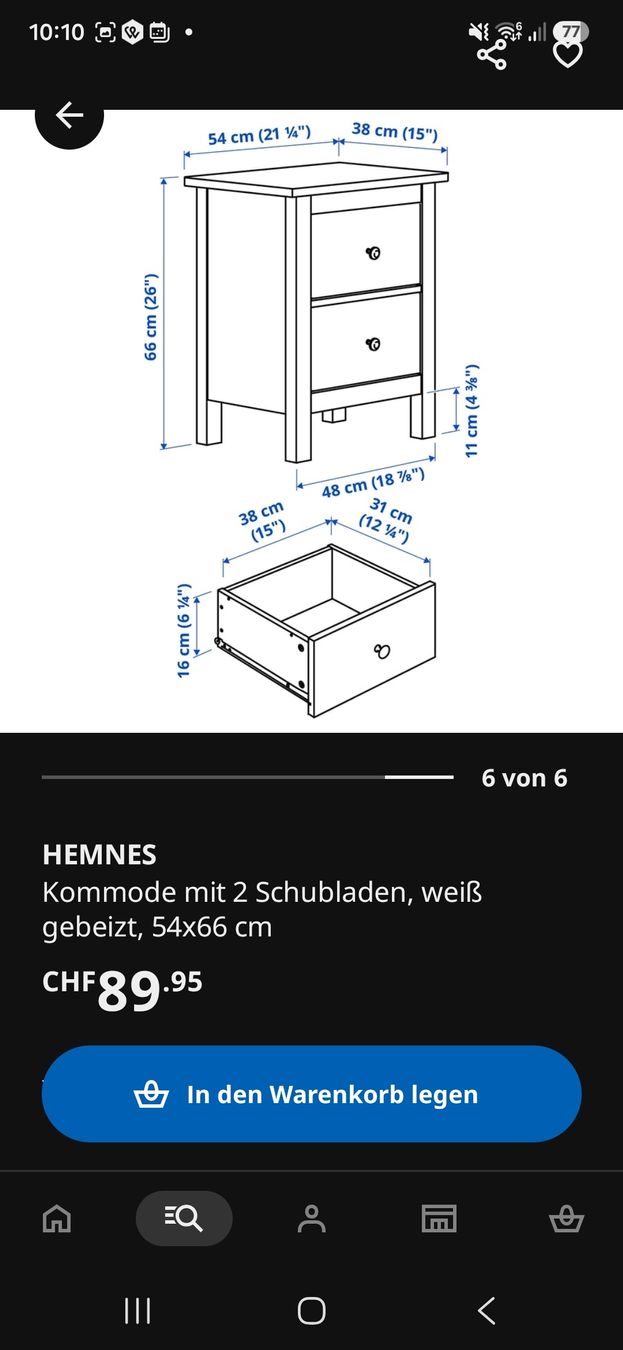 Comodini: Nachttisch Hemnes weiss, von Ikea – Usato da Luzern venduto da Meeelanie 2