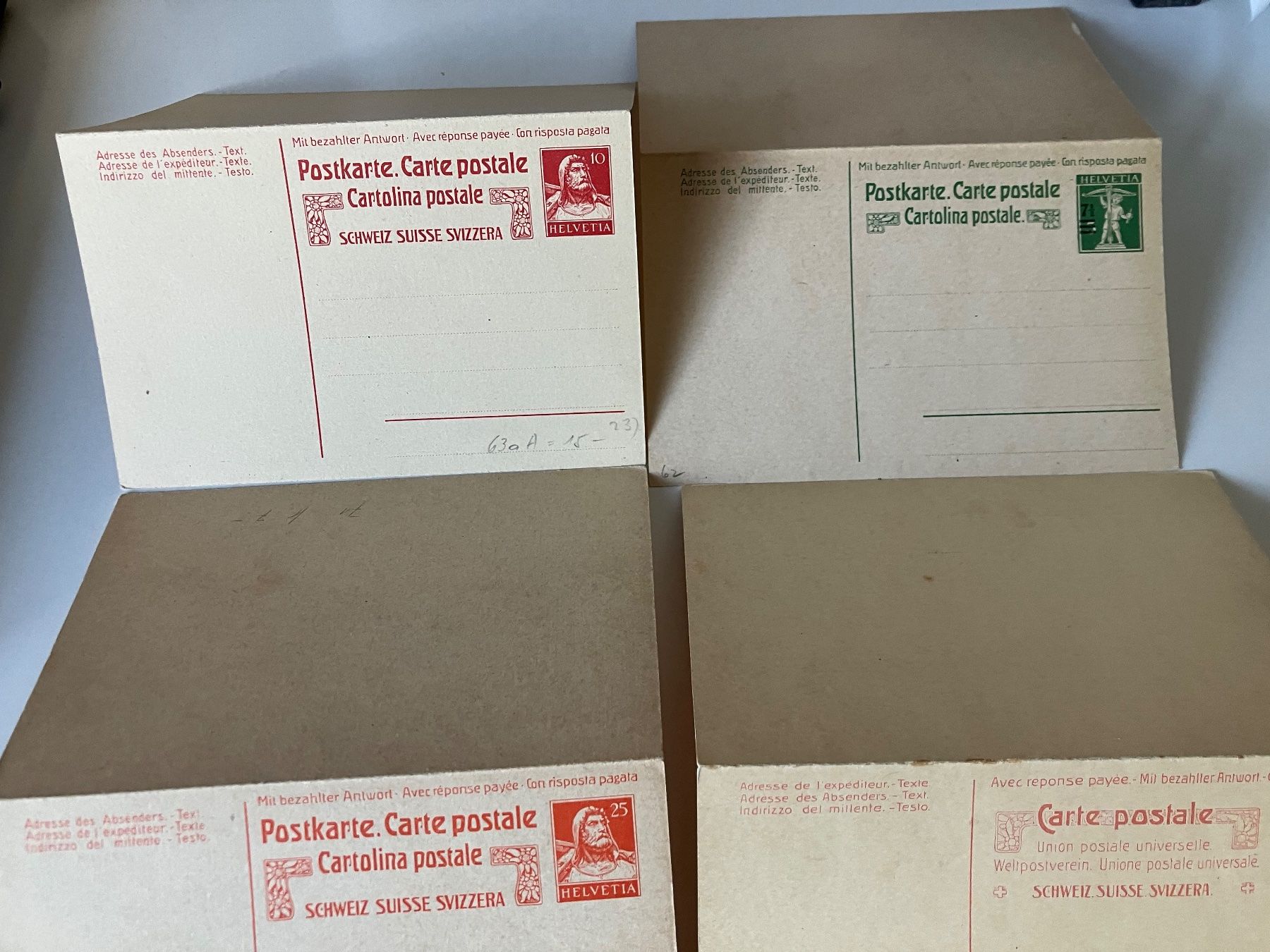Alle Briefmarken: 5 alte Postkarten mit Antwortteil – Neu (gemäss Beschreibung) aus Baar von Ramona10 3