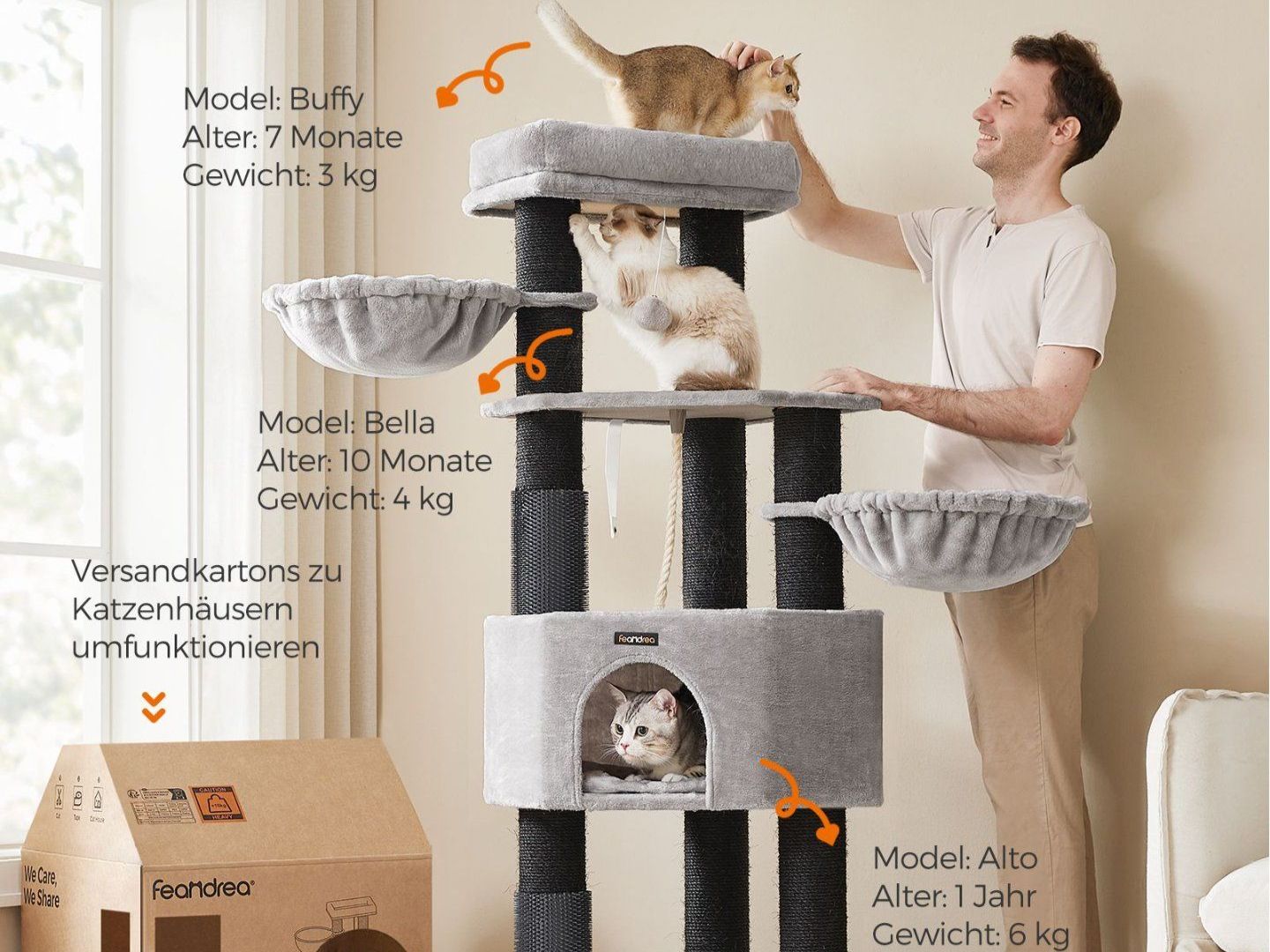 Tiragraffi: Kratzbaum Groß Katzenbaum Plattform Höhle HERMES – Nuovo (secondo la descrizione) da Lachen SZ venduto da MAMORU-MOEBEL 1