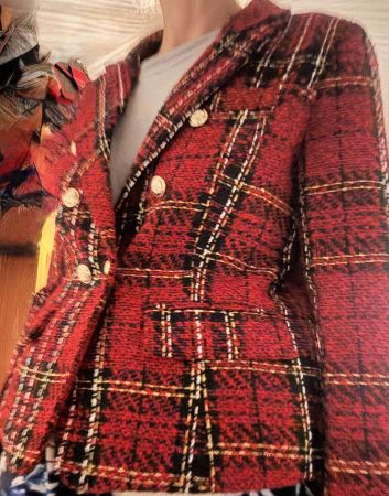 Roter Herbst Blazer im Tweed Look - Grösse 38/M Top!