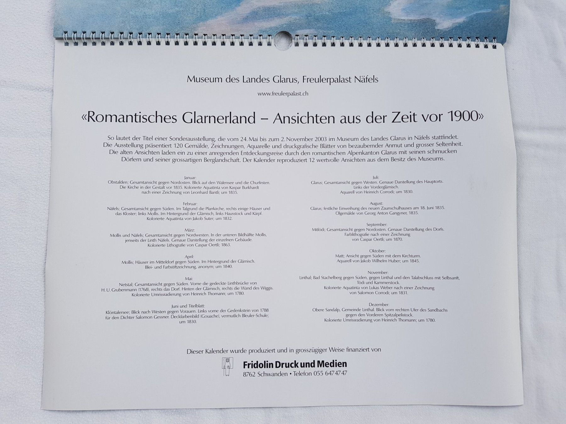 Kalender: 20-jähriger Wandkalender "Romantisches Glarnerland" – Gebraucht aus Näfels von SuEdHe 2