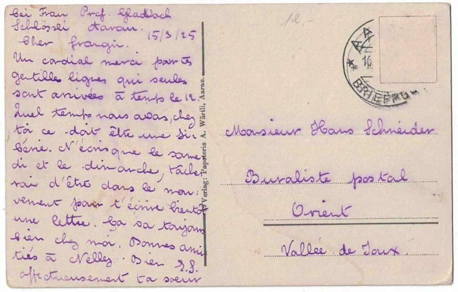 Cartoline postali: Aarau, Schlössli, gelaufen 1925 – Usato da Frauenfeld venduto da POML 1