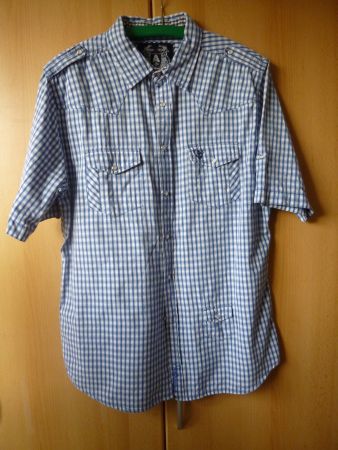 blau-weiß kariertes Kurzarmhemd  ALPRAUSCH  Western-Stil L
