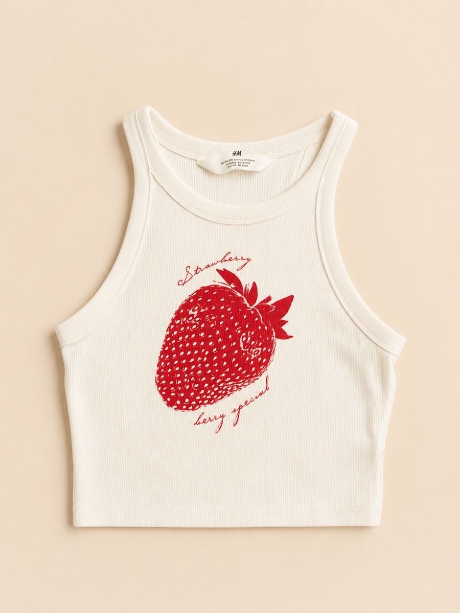 H&M Blusen, T-Shirts & Tops: DÉBARDEUR BLANC À MOTIF FRAISE – Neu (gemäss Beschreibung) aus Lausanne von mar_6snp 1