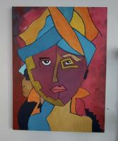 Gemälde Frau abstrakt handmade 60×80