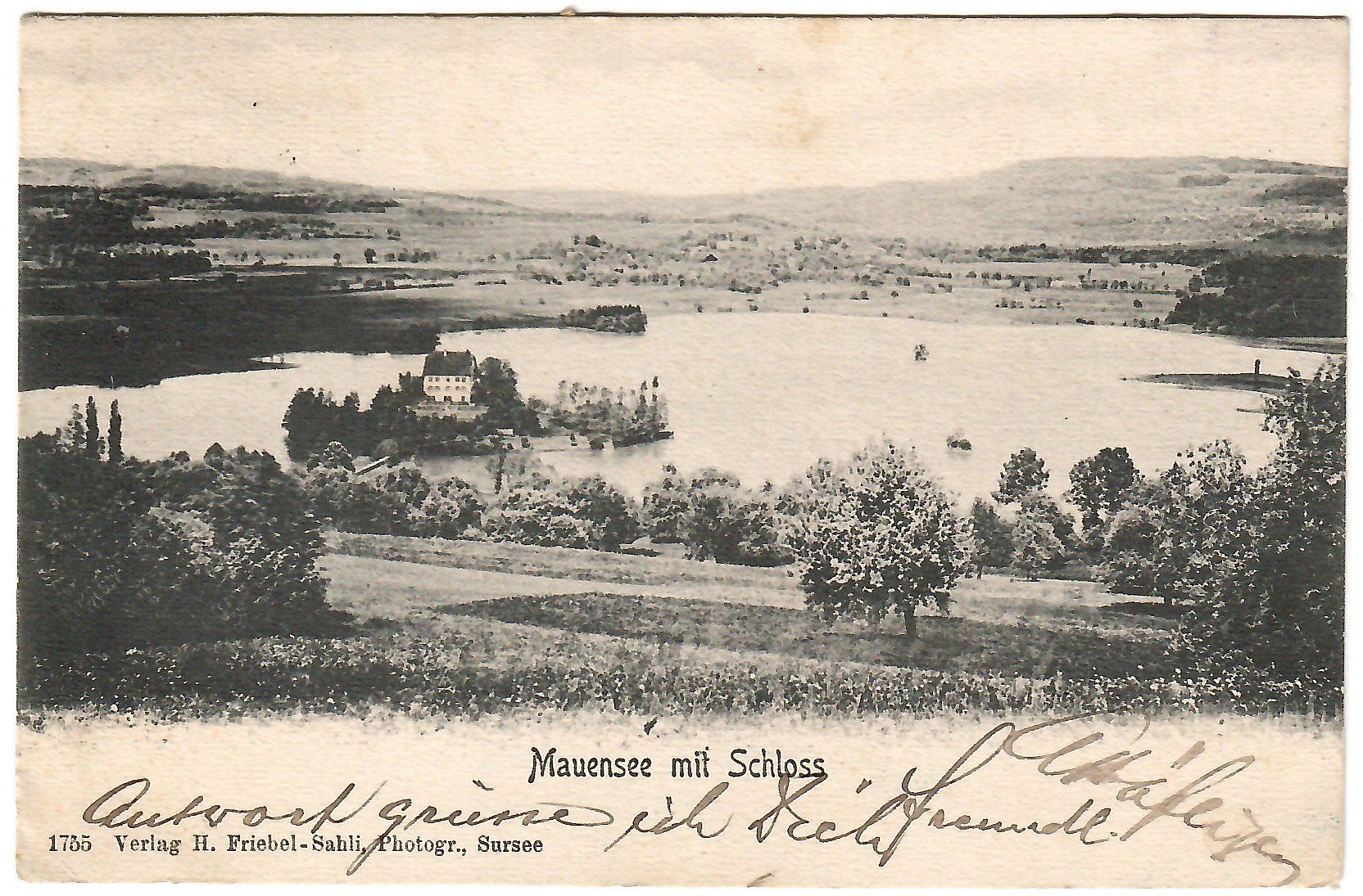 Cartoline postali: Ansichtskarte   Mauensee mit Schloss – Usato da Kerns venduto da etma3