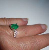 Echtschmuck: Bahia-Smaragd-Silberring platiniert (Cavill) 53
