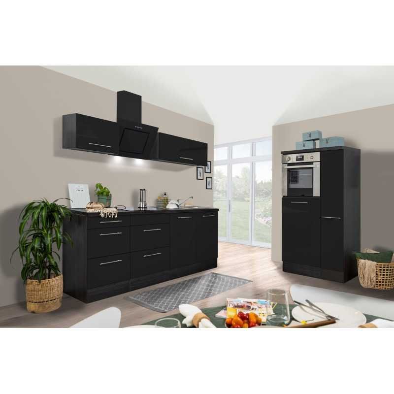 Cucine complete: 085 - Küchenzeile Küchenblock 300cm Eiche/Schwarzglanz – Nuovo e nell'imballaggio originale da Wallenwil venduto da toesstalvertrieb 2