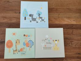 3er Set Kinderzimmer Bilder, Tier Motive