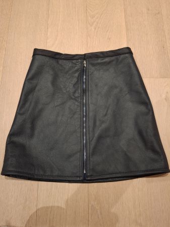 Dunkel Blau Minirock aus Leder mit Reissverschluss Gr S