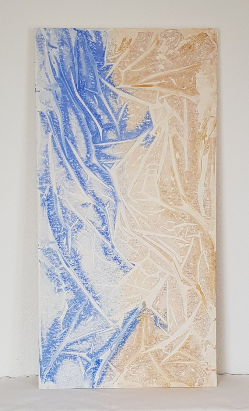 Dipinti: Abstraktes Acryl-Bild auf Leinwand in Beige-Hellblau – Usato da Oetwil a.d. Limmat venduto da grisilisi 1