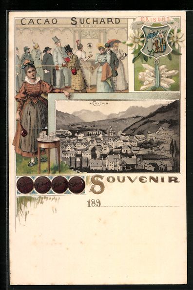 Cartoline postali: Litho Chur, Ortsansicht, Kurgäste und W – Usato da Berlin venduto da bartko-reher