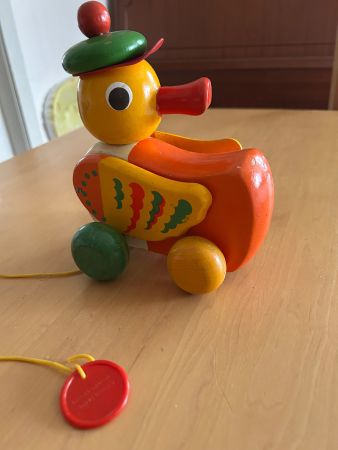 Lustige Ente aus gemahlener Holz fūr ganz kleine Kinder