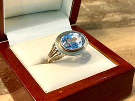 ART DECO RING SILBER 835 TOPAS UM 1930, GR.53