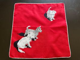 Taschentuch rot mit Hundenmotiv guter Zustand 27x27cm