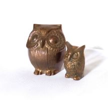 Vintage Eulenfiguren aus Messing 2er Set