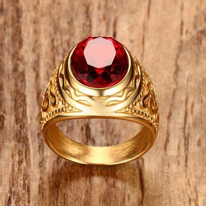Anelli: Men ring gold red stone – Nuovo e nell'imballaggio originale da Aarburg venduto da StavFashion 2
