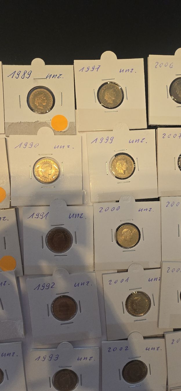 Alle Münzen: collection complete 5cts 1963 à 2014 UNZ – Neu (gemäss Beschreibung) aus Fribourg von yan_z5fr 2
