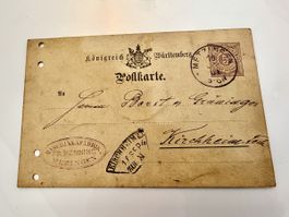 Historische Postkarte 1879-1883 Königreich Württemberg – Gan