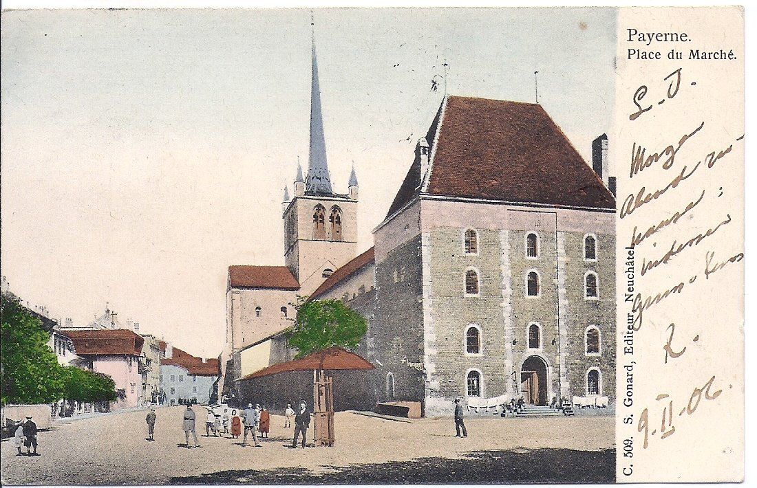 Ansichtskarten: PAYERNE, place du marché – Gebraucht aus Les Verrières von Scampi0
