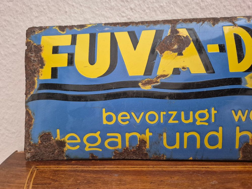Altes Emailschild Fuva Dauerwellen Emaille Schild Vintage (Gebraucht ...