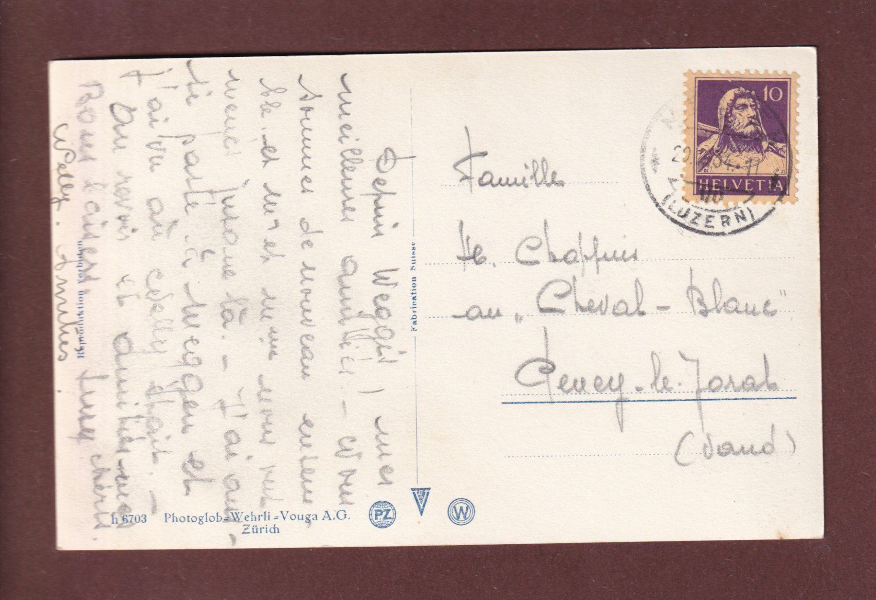 Cartoline postali: WEGGIS mit Pilatus - 1934 – Usato da Pully venduto da nicecards 1