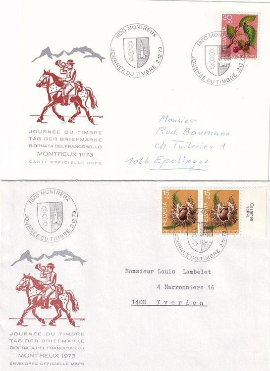 Tutti i francobolli: Tag der Briefmarke 1973 1820 Montreux 2.12.1973 – Usato da Birsfelden venduto da Sakurajima
