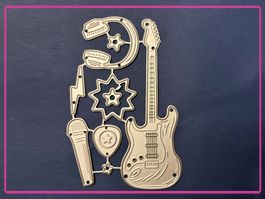 Gitarre und Musik - Stanzschablone