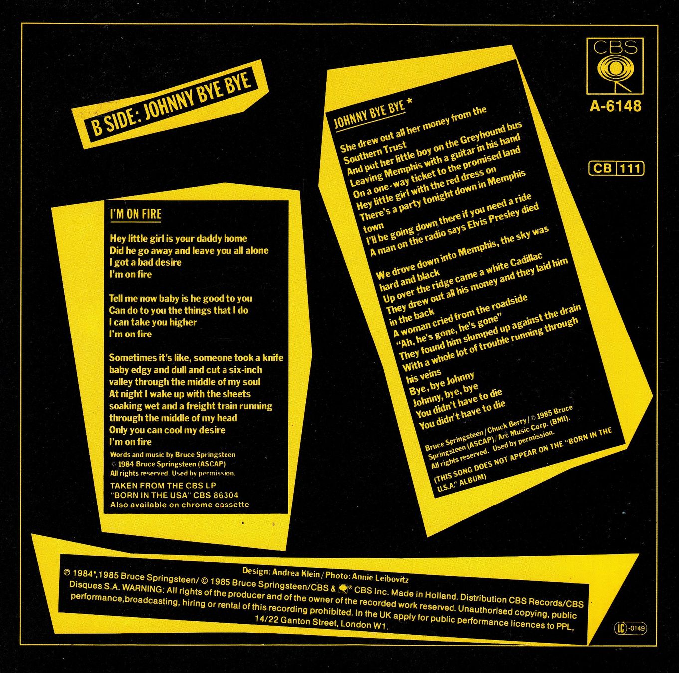 Schallplatten: Bruce Springsteen Vinyl Single von 1985 – Gebraucht aus Volketswil von Abcrecords 1