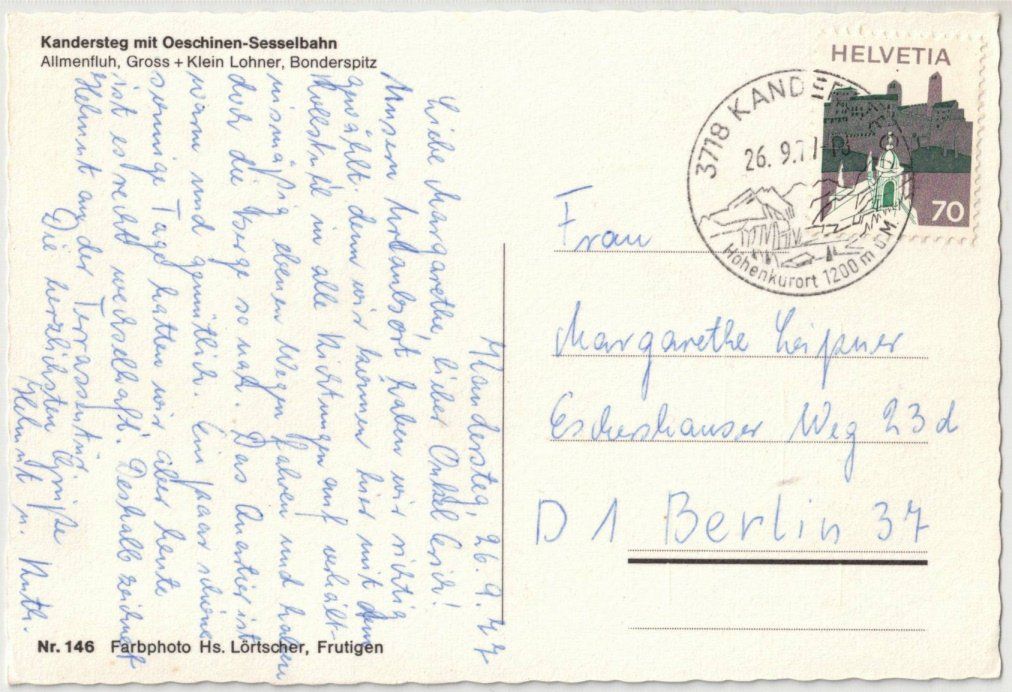 Cartoline postali: Kandersteg - Sessellift Oeschinen – Usato da Binningen venduto da Mountainrider 1