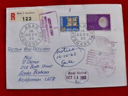 Flugpost Brief nach Kalifornien viele Stempel  B20.10B