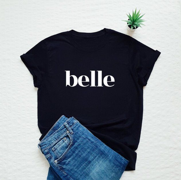 T-Shirts: Schwarzes T-Shirt "Belle", neu, Grösse S, Baumwolle – Neu und originalverpackt aus Biel/Bienne von Bolagol9