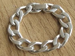 Armband Panzerkette massiv Silber 925 + MP / 19.5 cm