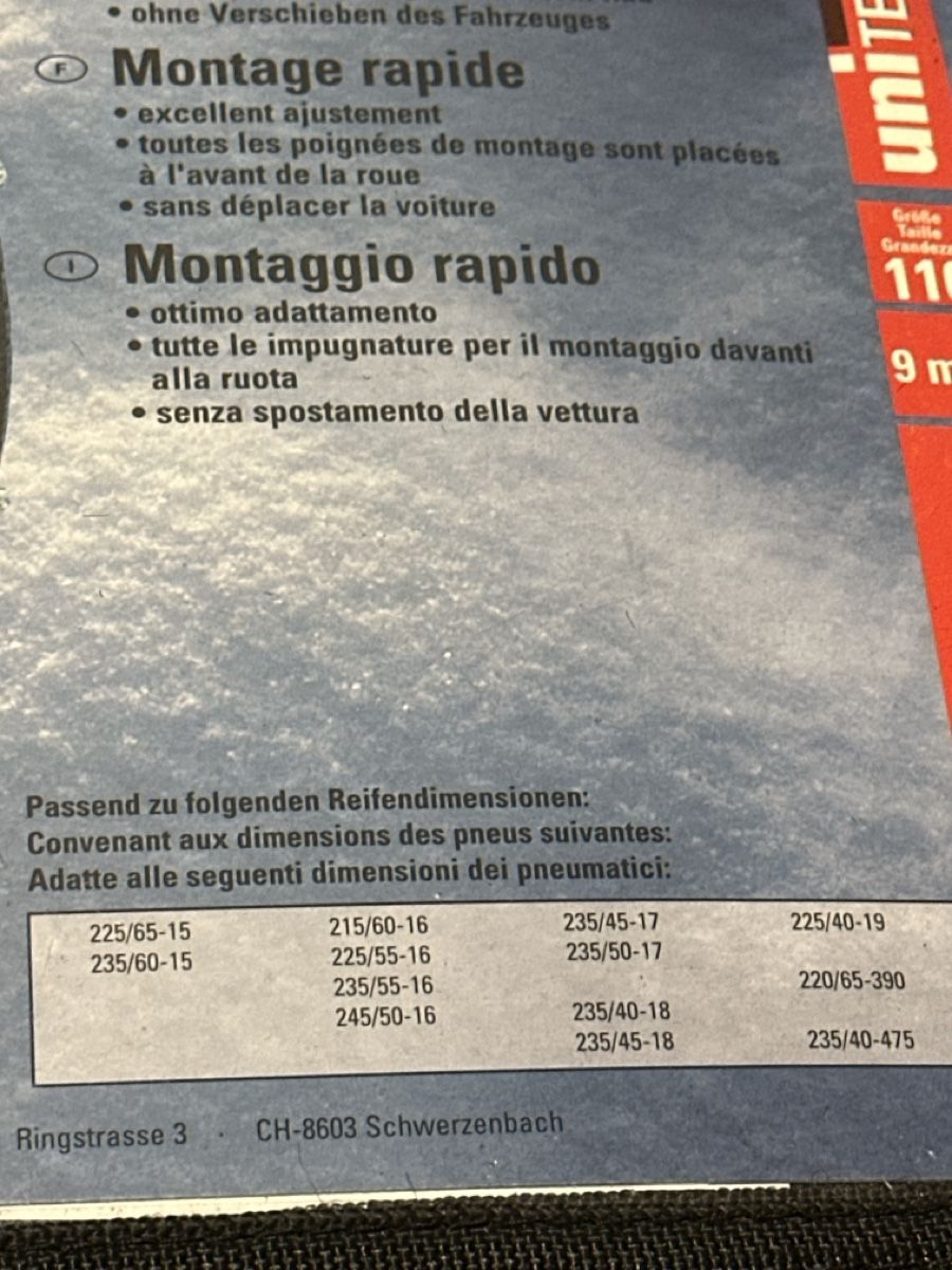 Catene da neve: Unitec Snow Chains Size 110   – Nuovo (secondo la descrizione) da Bern venduto da lalla99 1
