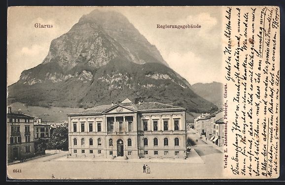 Cartoline postali: AK Glarus, Partie am Regierungsgebäude – Usato da Berlin venduto da bartko-reher