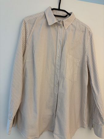 Hemdbluse beige/weiss gestreift Gr. 46 Marco Polo