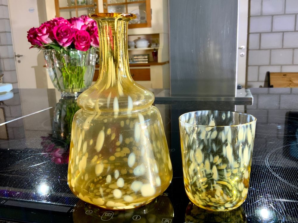 Lily's Home Nachttisch-Karaffe Mit Glas – 473 Ml, Bleifreies Glas – Praktisch Fürs Schlafzimmer