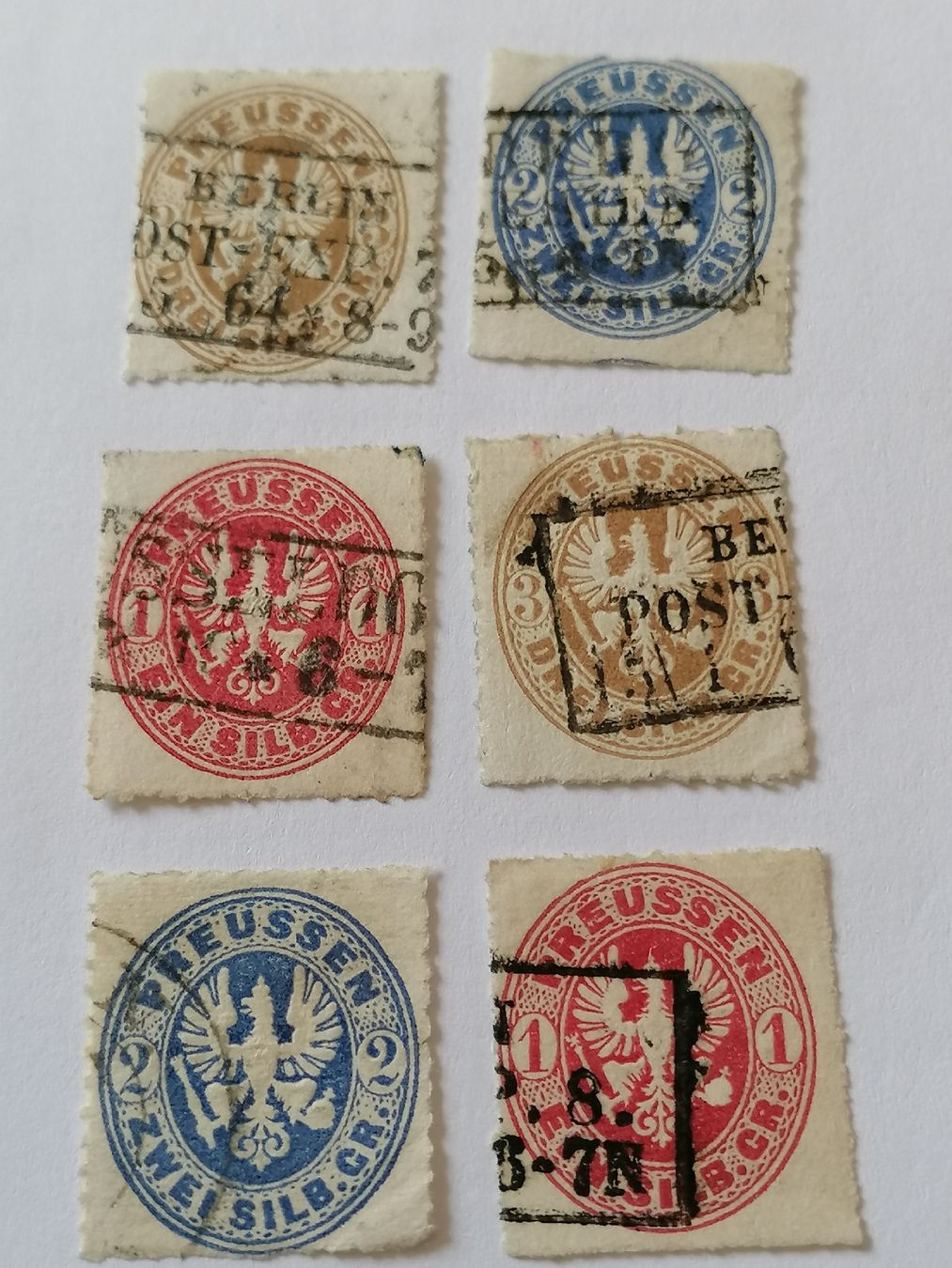 Tutti i francobolli: 6mal Alt Deutschland Preussen Wappen  – Usato da Happerswil venduto da tschergi