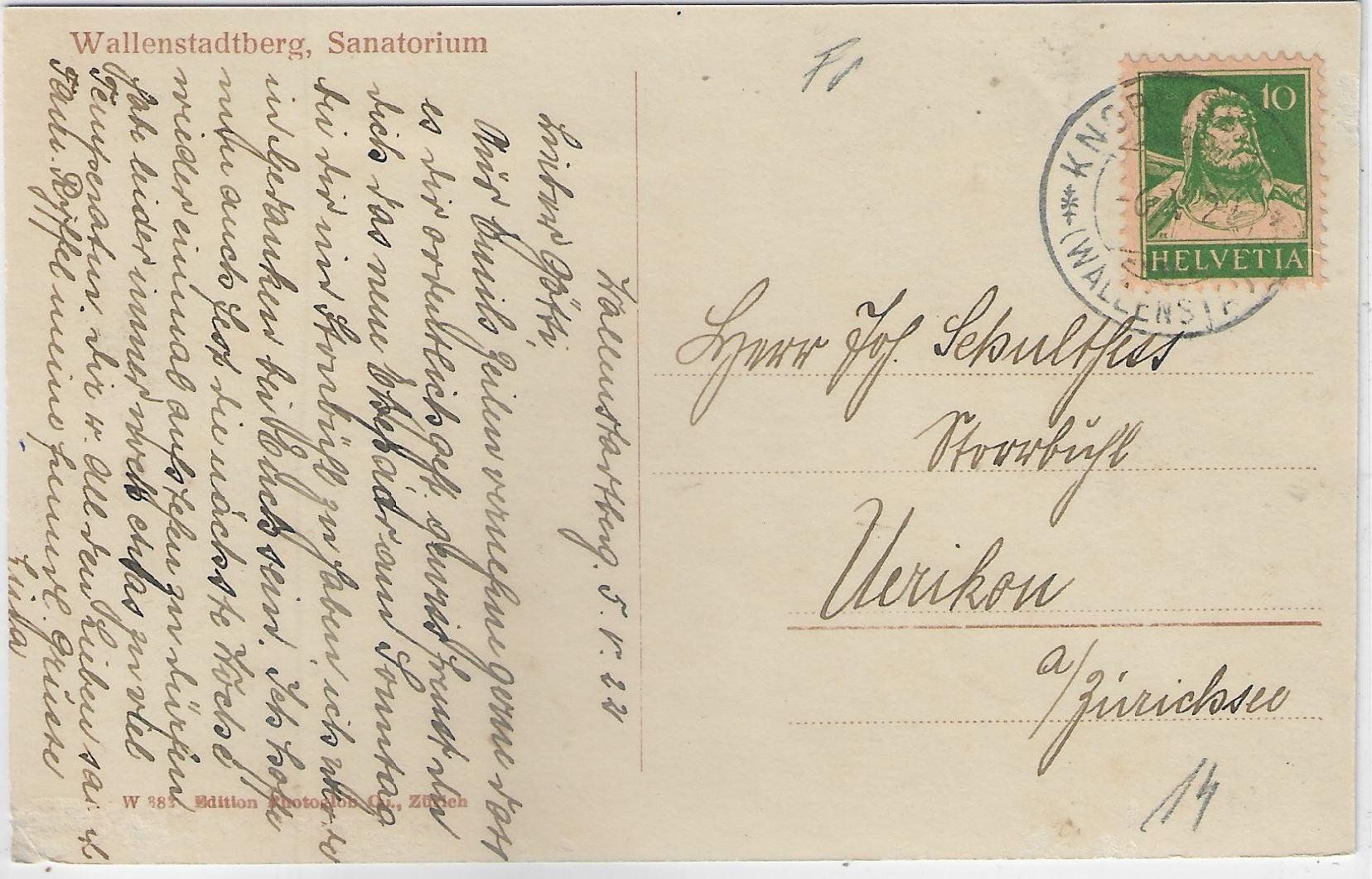 Cartoline postali: Wallenstadtberg Sanatorium – Usato da Ettingen venduto da Kartenplanet 1