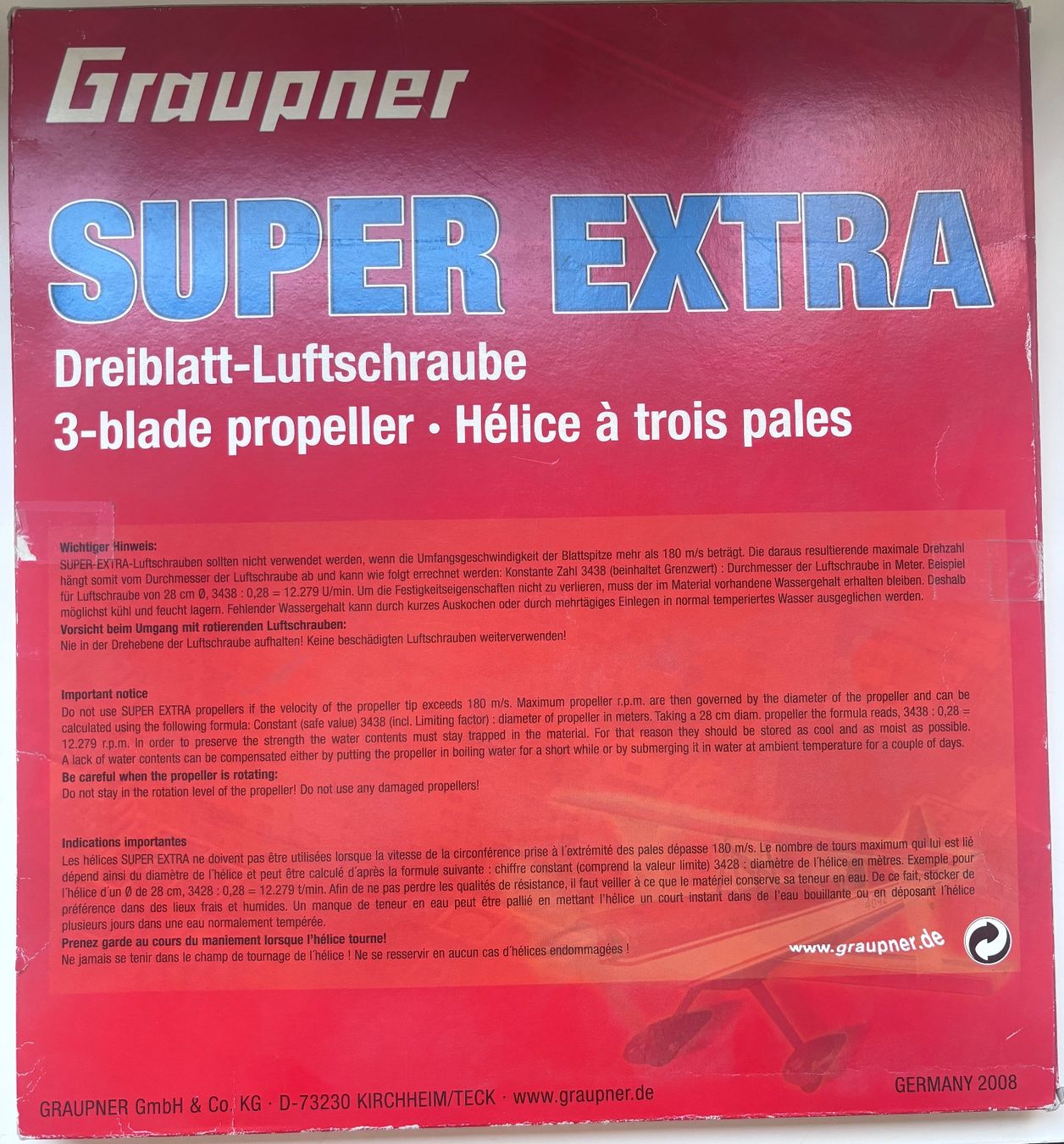 Graupner RC Modellbau: Hélice tripale14x7 Graupner Super Extra en nylon renforcé – Gebraucht aus Genève von Sabgoblin 2