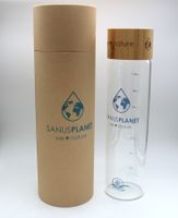 SANUSPLANET Glas Trinkflasche mit Memon E-Smog Schutz