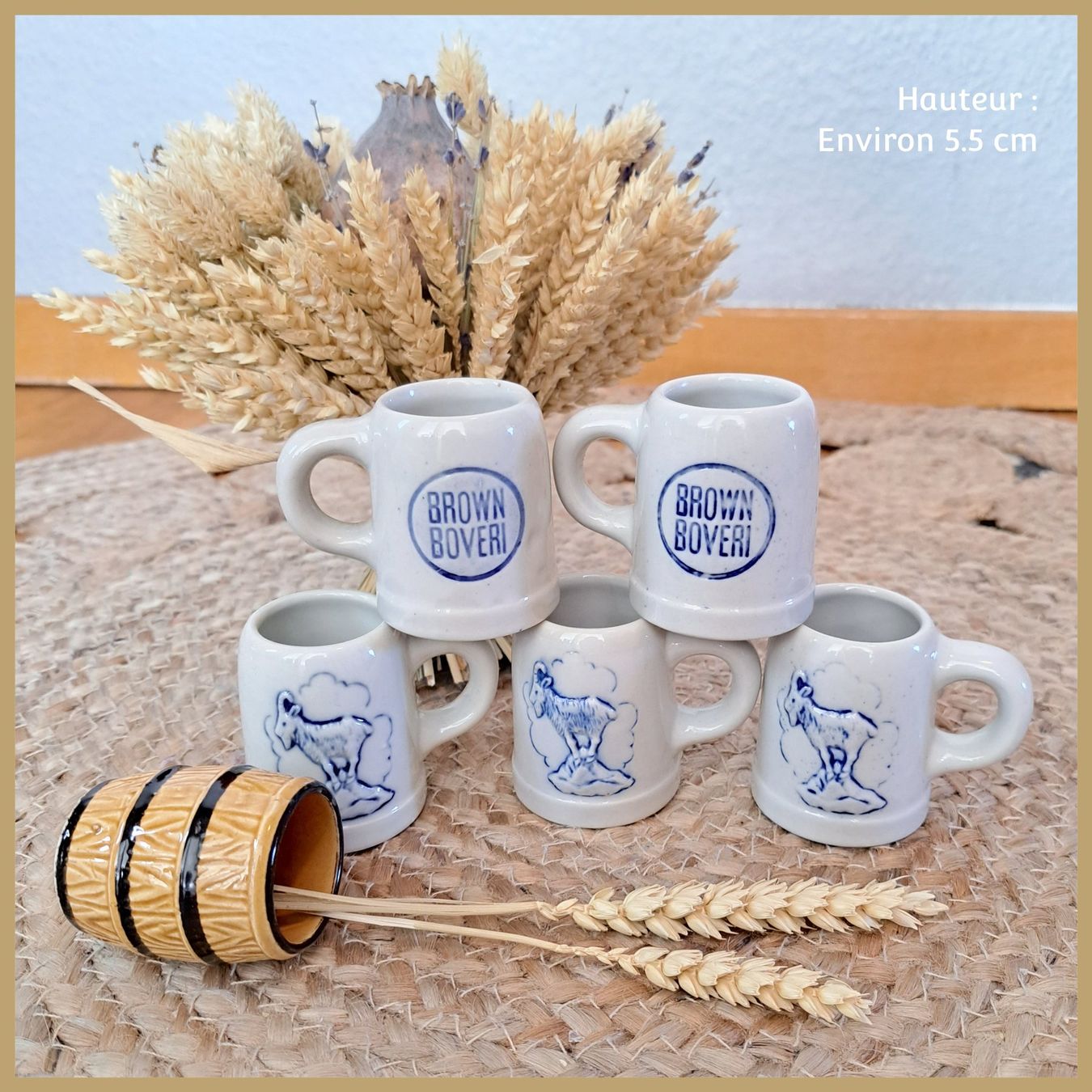Bicchieri: Mini choppe de bière en grès, vintage, lot de 6/ Steinzeug – Usato da Petit-Lancy venduto da ChezBerti