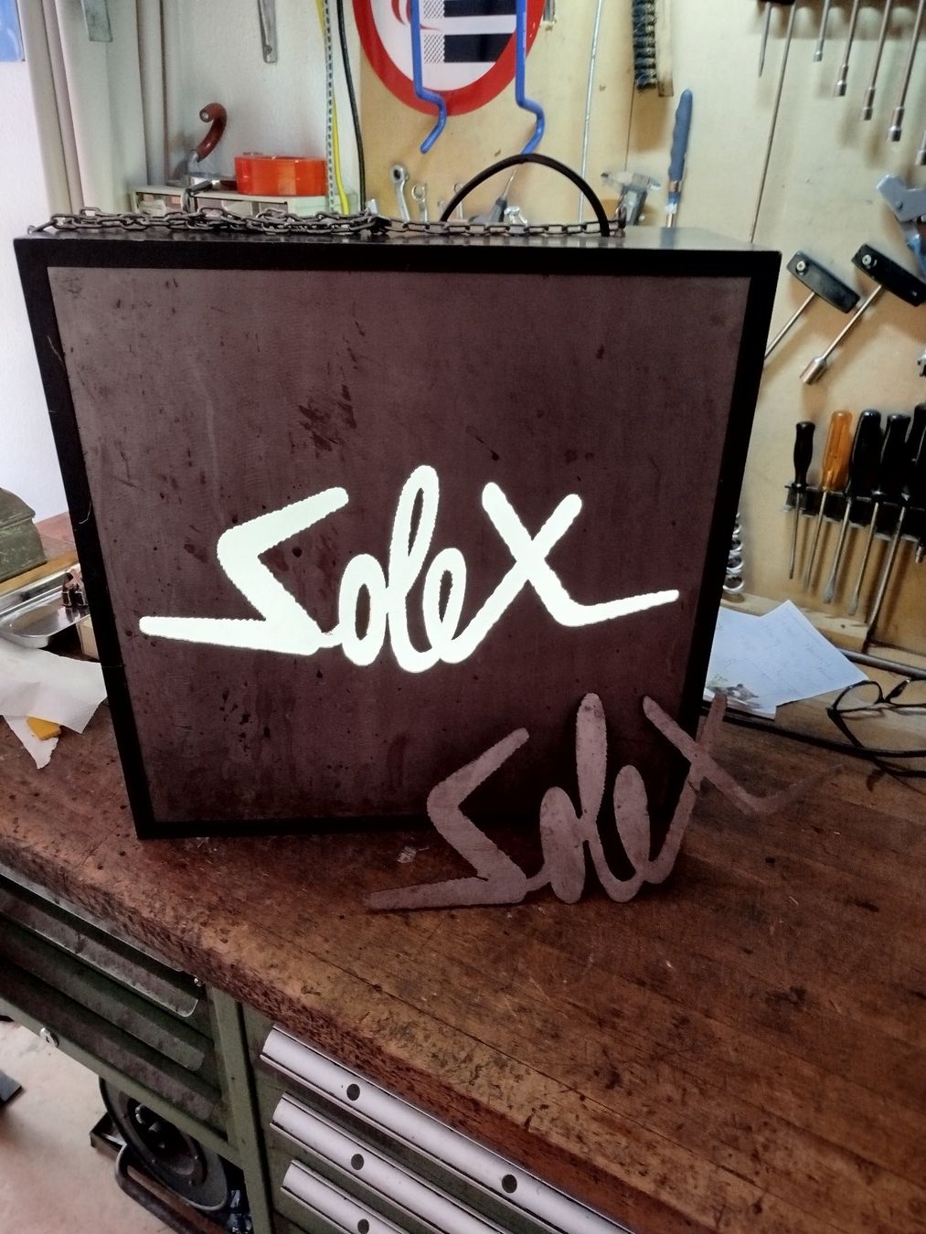 Solex Insegne: Leuchtkasten Werbetafel Solex – Usato da Zürich venduto da Zebragaul