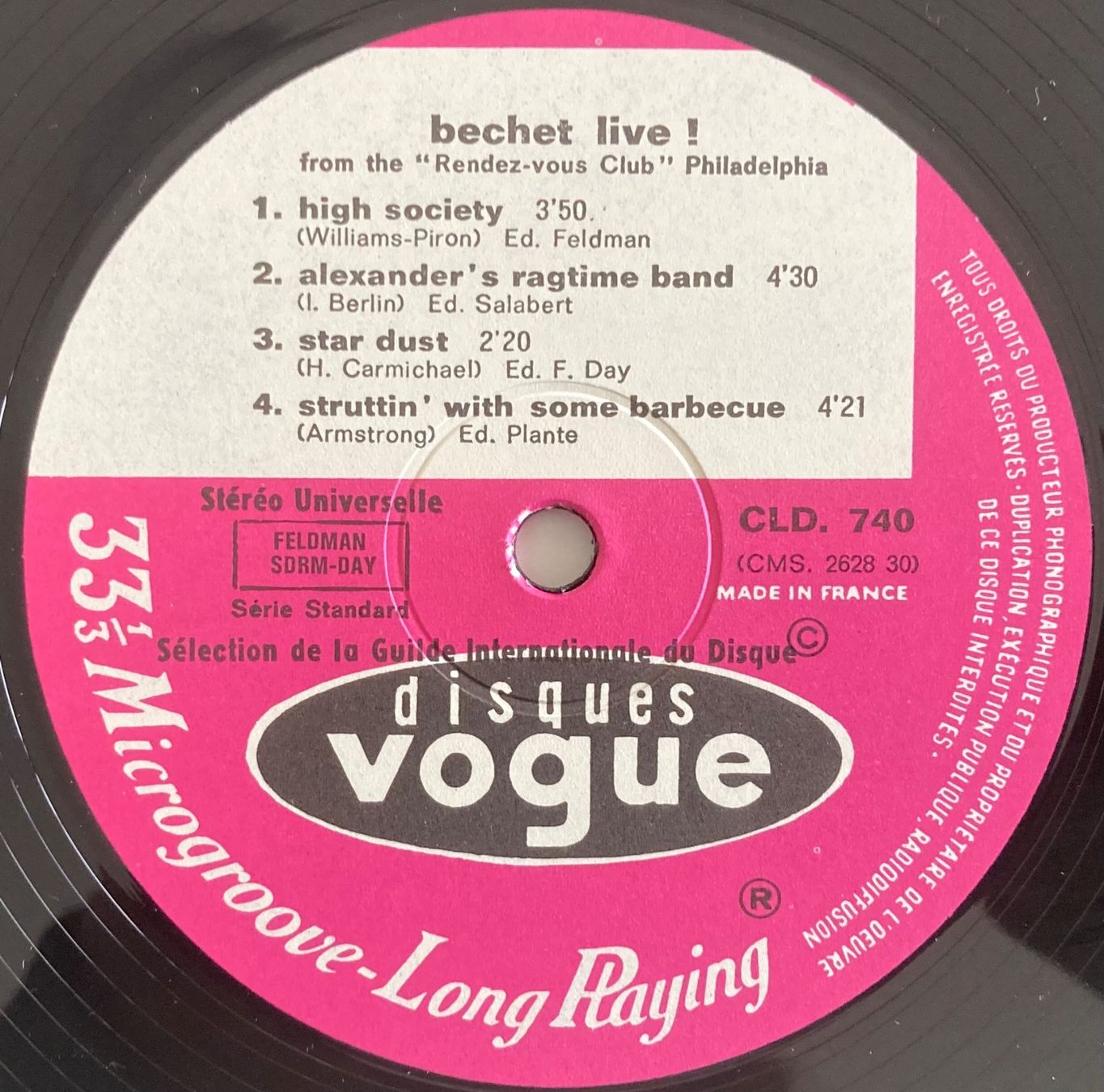 Dischi in vinile: SIDNEY BECHET - BECHET LIVE ! VOL. 1 – Usato da Poliez-Pittet venduto da Newtown-Records 2