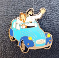 Pin Tintin Haddock et Milou dans un Citroën 2 CV